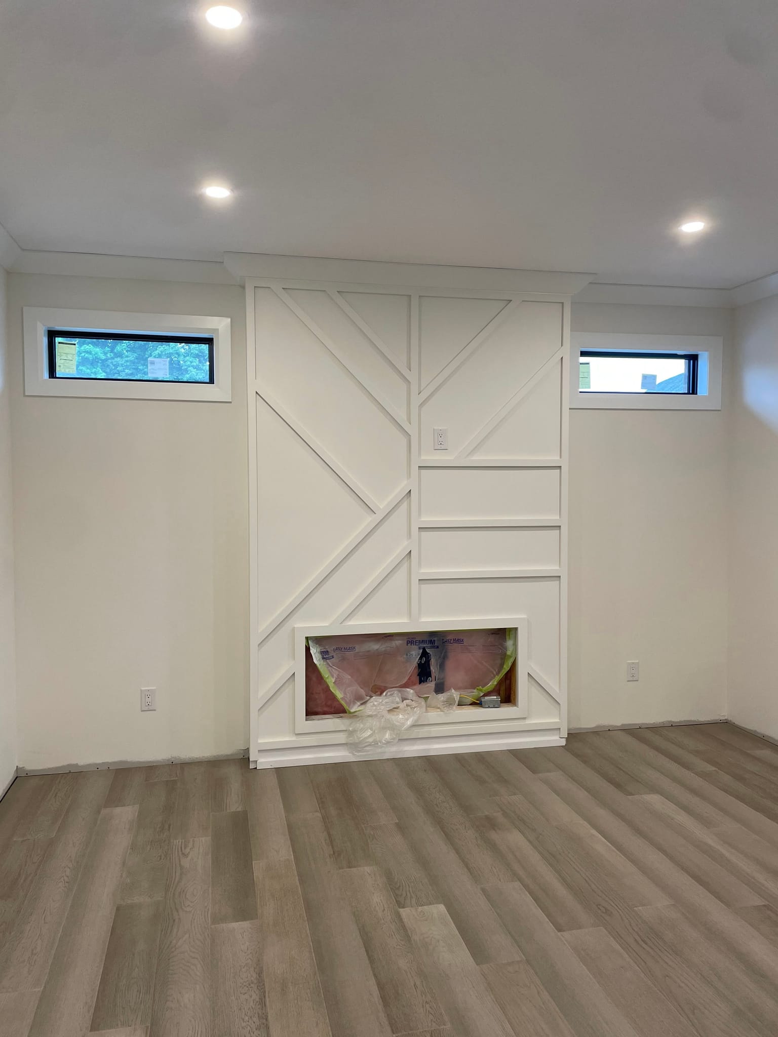 Geometric Fireplace Feature Wall